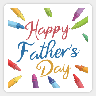 Colorful Happy Father's Day Calligraphy with Crayons Magnet